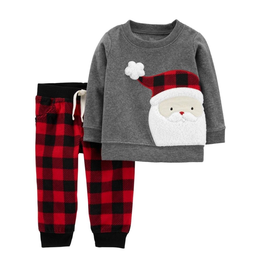 NWY Carter's Baby Boy Santa's Xmas Flannel Set